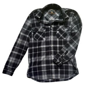 Freedom Foundry Men’s Black White Plaid Flannel Long Sleeve Button Up Shirt L